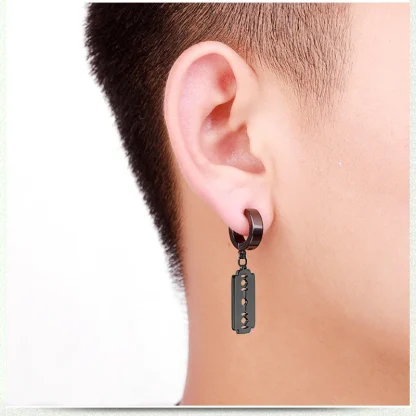 Black Earrings with Dangle Chain Decor - Image 8