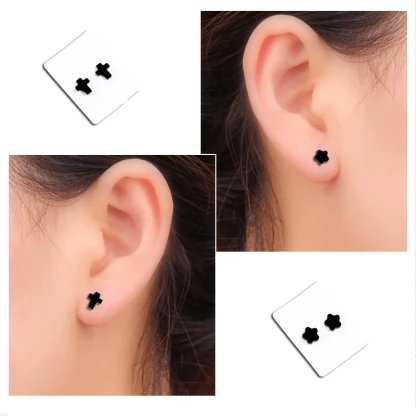 Black Shapes Stud Magnetic Earrings - Image 5