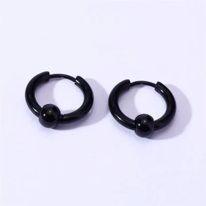 Hinged Hoop Earrings with Captive Bead - Image 4