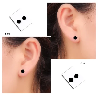 Black Shapes Stud Magnetic Earrings - Image 4