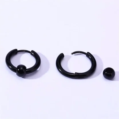 Hinged Hoop Earrings with Captive Bead - Image 5