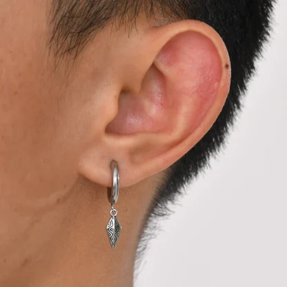 Huggie Earrings with Hanging Spike Design - Image 2