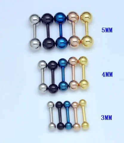 Barbell Ball Earrings with Shiny Finish - Image 2