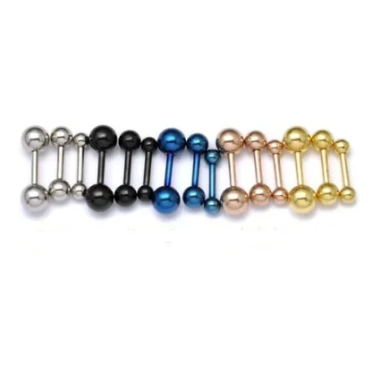 Barbell Ball Earrings with Shiny Finish - Image 4