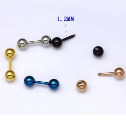 Barbell Ball Earrings with Shiny Finish - Image 5