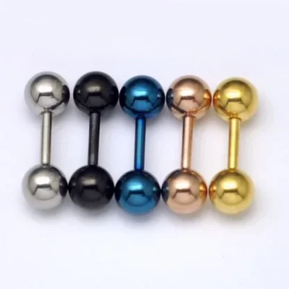 Barbell Ball Earrings with Shiny Finish - Image 3