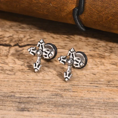 Hypoallergenic Stud Earrings with Cross Design