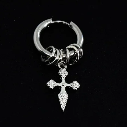 Gothic Hoop Earring with Skeleton Dangle - Image 4