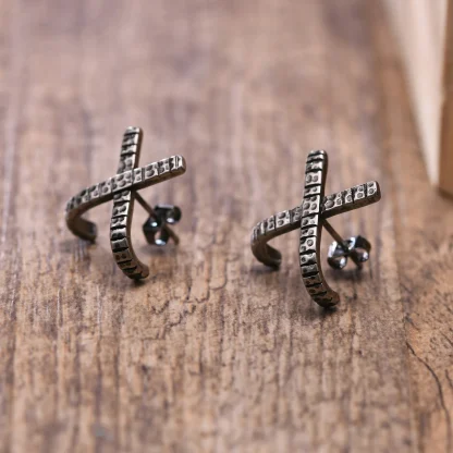 Stud Earrings with Geometric Triangle Design - Image 10