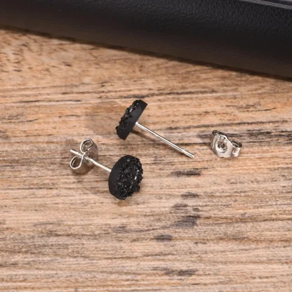 Luxury Black Crystal-like Stud Earrings - Image 5