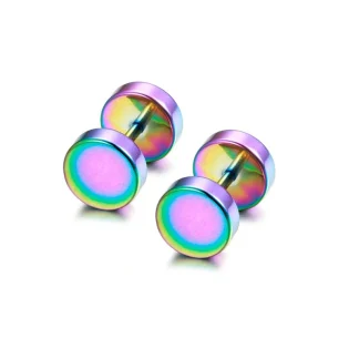 Shiny Stud Earrings with Iridescent Finish