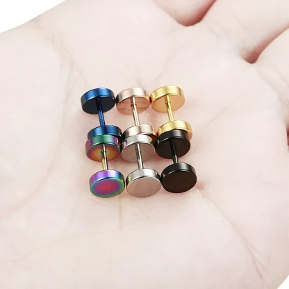 Shiny Stud Earrings with Iridescent Finish - Image 5