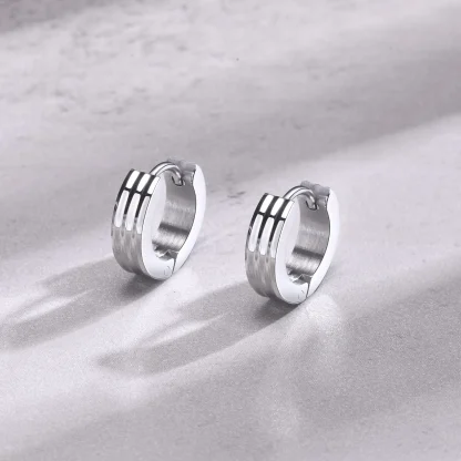 Anti Allergy Hoop Earrings with Stripe Design