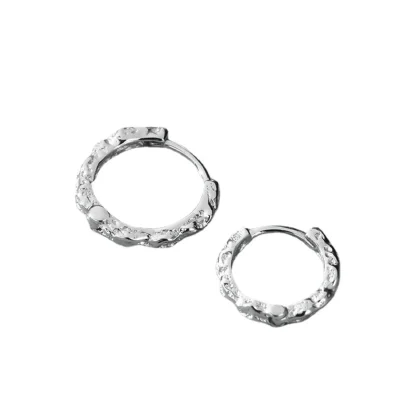 Round Shiny Earrings with Irregular Texture - Image 8