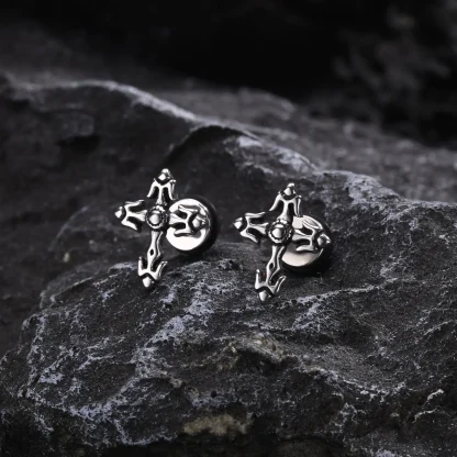 Hypoallergenic Stud Earrings with Cross Design - Image 4