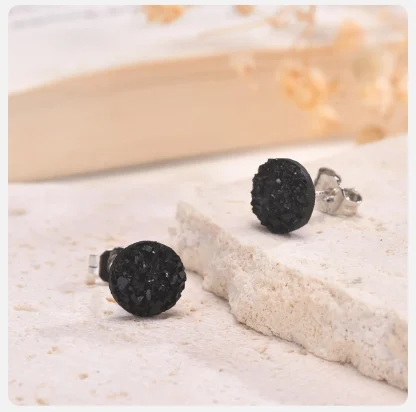 Luxury Black Crystal-like Stud Earrings - Image 8