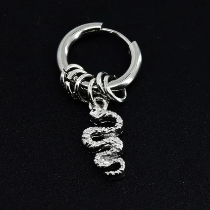 Gothic Hoop Earring with Skeleton Dangle - Image 3