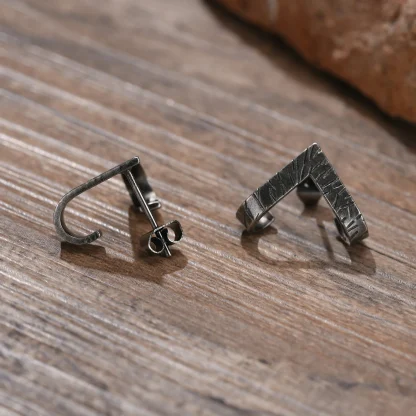 Stud Earrings with Geometric Triangle Design - Image 5