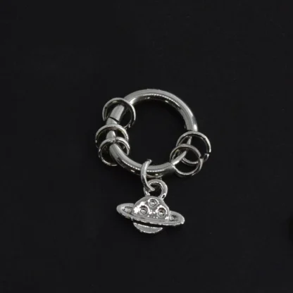 Gothic Hoop Earring with Skeleton Dangle - Image 8