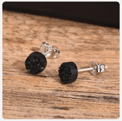 Luxury Black Crystal-like Stud Earrings - Image 7