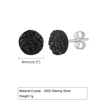 Luxury Black Crystal-like Stud Earrings - Image 4