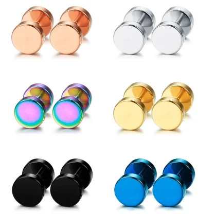 Shiny Stud Earrings with Iridescent Finish - Image 4