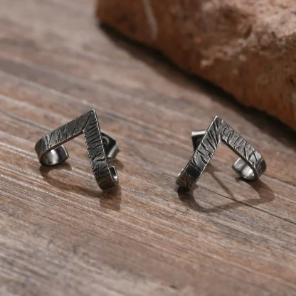 Stud Earrings with Geometric Triangle Design - Image 4