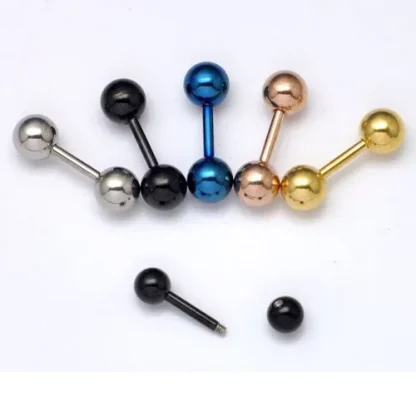 Barbell Ball Earrings with Shiny Finish - Image 6